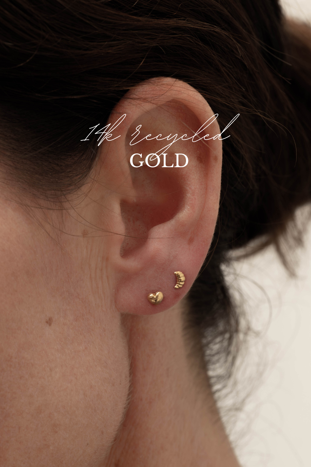 Croissant en hartjes studs