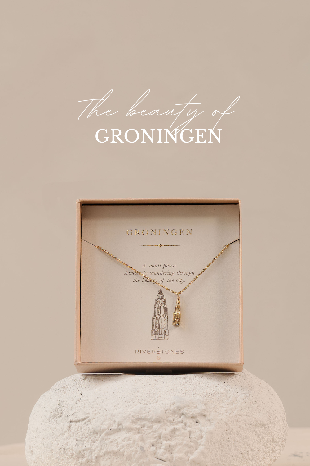 Martinitoren ketting verguld GRONINGEN verpakking