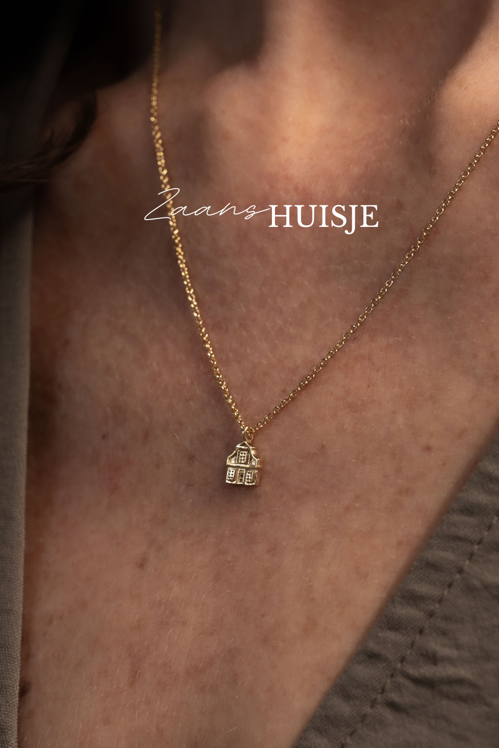 Zaanshuisje ketting goud